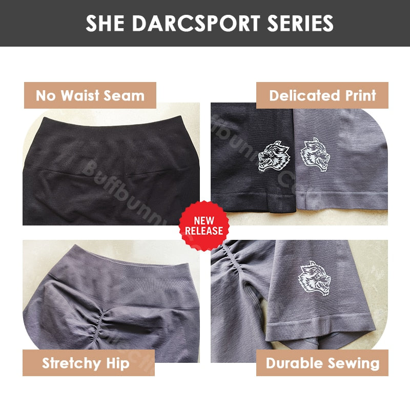 Darc Sport Women Shorts Elastic Seamless Pants Woman's High Waist Push Up