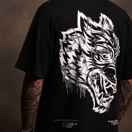 Darc Sport T Shirts Summer Short Sleeve Wolves Graphic Back Print